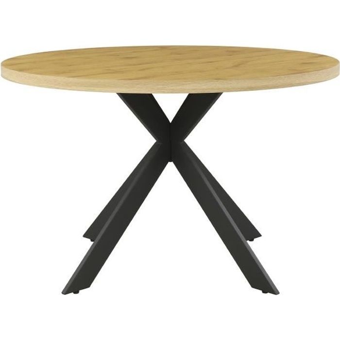 Table manger - Ronde - Scandinave - CESAME - L 120 P 75 x H 69 cm - Pieds métal - Décor chêne - Cdiscount Maison