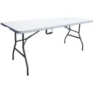 TABLE DE JARDIN  Table de réception traiteur pliante - 8 personnes - 180x74xH73,5 cm - Structure en acier et plateau en polyéthylène PEHD - Blanc