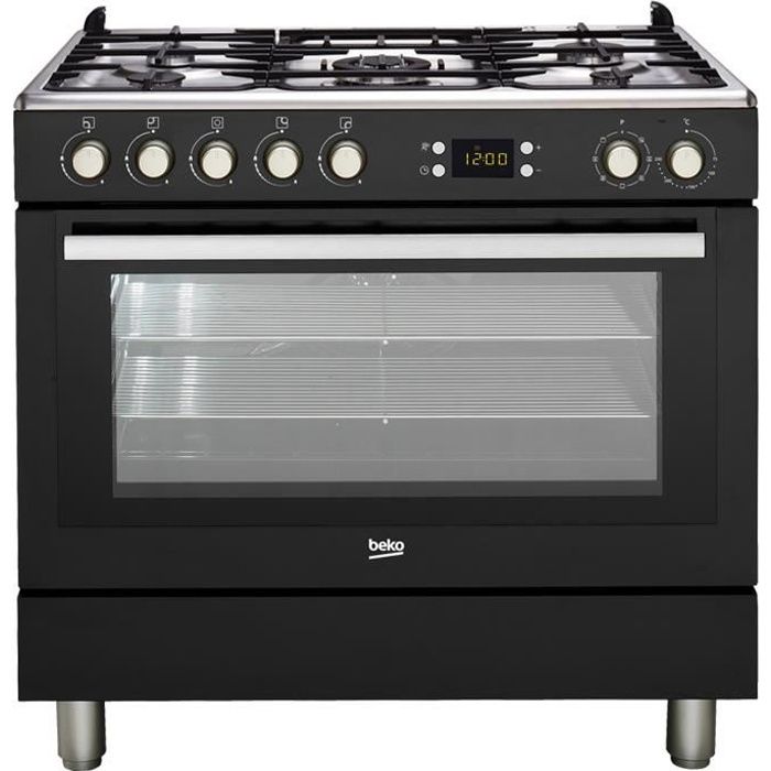 BEKO GM15310DB Piano de cuisson - Table gaz 5 foyers - 3,3kW - Four multifonction- 112L - B- Larg 90cm x Haut 85cm - Coloris Noir