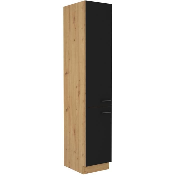 MODENA - Colonne - 2 portes - 40 x 57 x 210 cm - Chêne artisan / Noir mat