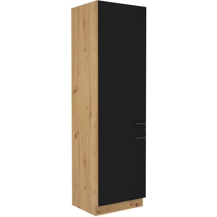 MODENA - Colonne - 2 portes - 60 x 57 x 210 cm - Chêne artisan / Noir mat