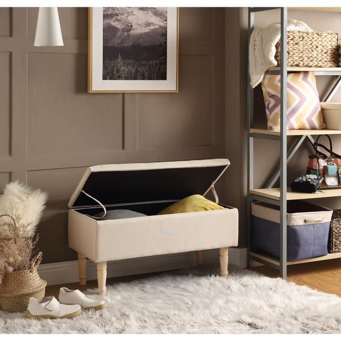 Banc Tissu Beige Avec Coffre Rangement Achat Vente Pas Cher