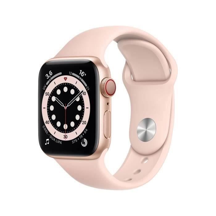 Apple Watch Series 6 GPS + Cellular - 40mm Boîtier aluminium Or - Bracelet Rose des Sables (2020) - Reconditionné - Etat correct - Apple