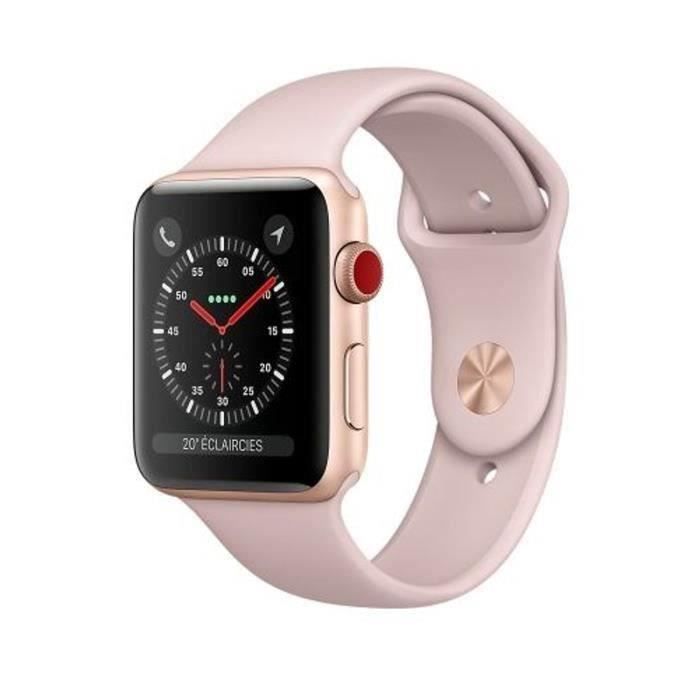 Apple Watch Series 3 GPS + Cellular Boîtier 38 mm Or Aluminium Bracelet sable 2017 Etat correct