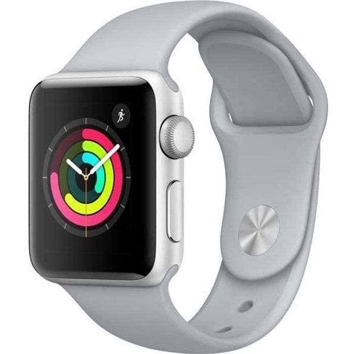 Apple Watch Series 3 GPS - Boîtier 38 mm Argent Aluminium - Bracelet Gris brouillard (2017) - Reconditionné - Etat correct - Apple