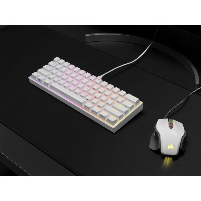 Clavier mécanique Gaming - CORSAIR - K65 RGB Mini 60% - Format compact -  RGB - CHERRY MX Red - Blanc - (CH-9194110-FR) - Cdiscount Informatique