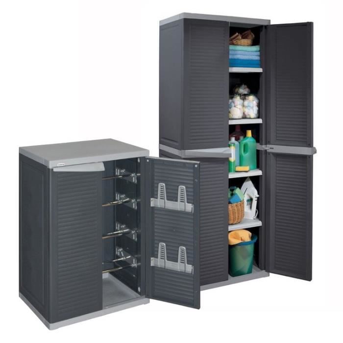 ALLIBERT Lot de deux armoires de rangement haute et basse Harmony