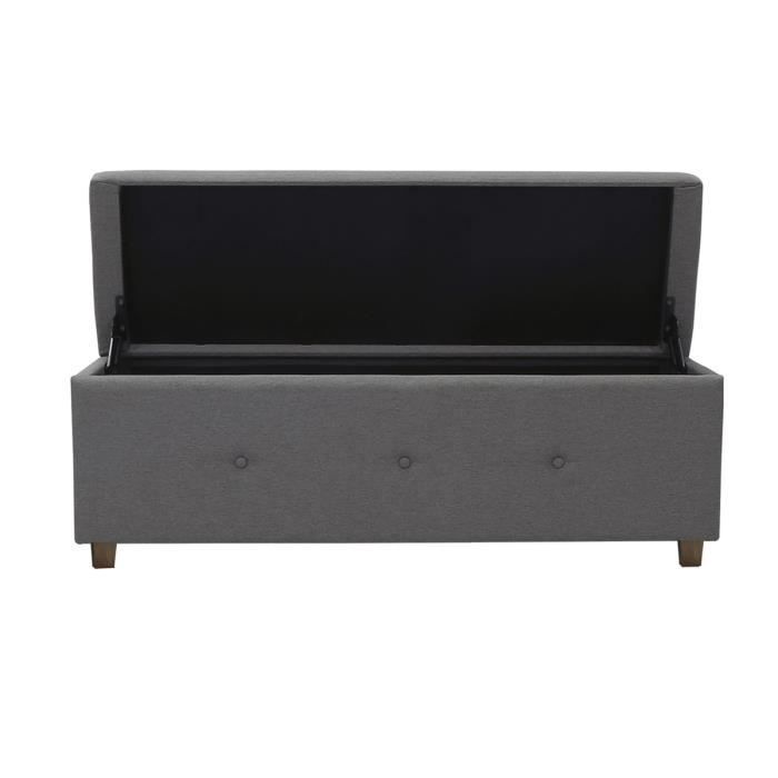 Banc Coffre Bout De Lit Tissu Imitation Lin Gris Fonce Classique L 140 Cm Cdiscount Maison