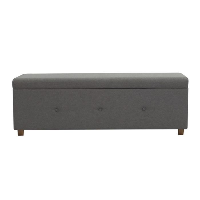 Banc coffre - Bout de lit Tissu imitation lin gris foncé ...