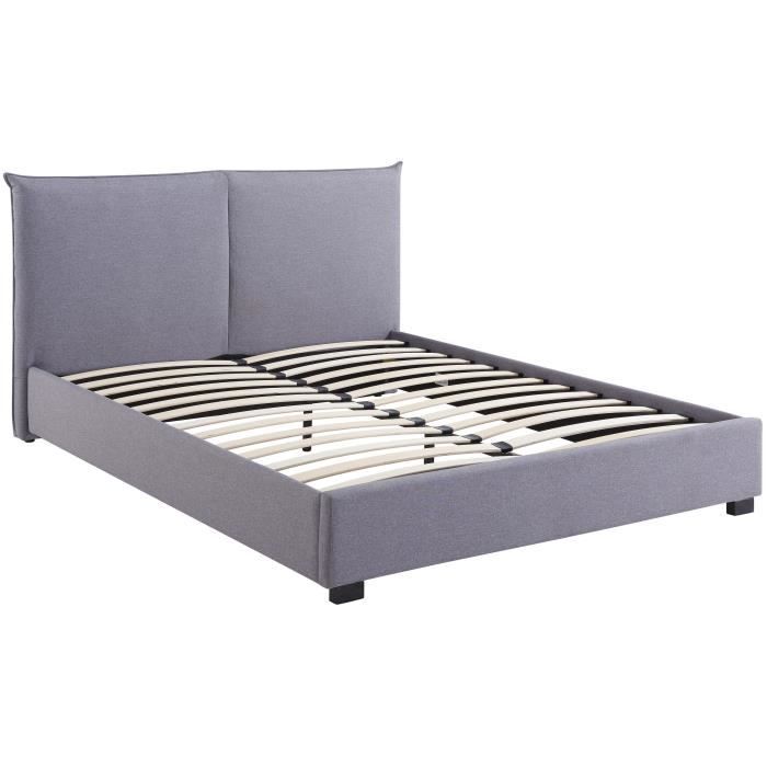 Lit à Sommier Tapissier Avec Matelas Gris Clair 90x200 Cm Tissu | Leroy