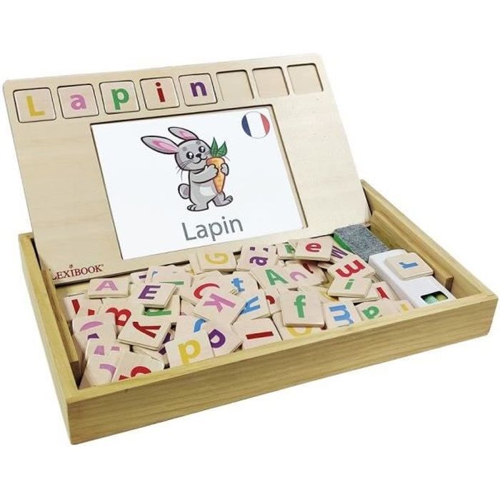 LEXIBOOK - Bio Toys - L’Ecole des mots bilingue Français / Anglais – Jeu en Bois