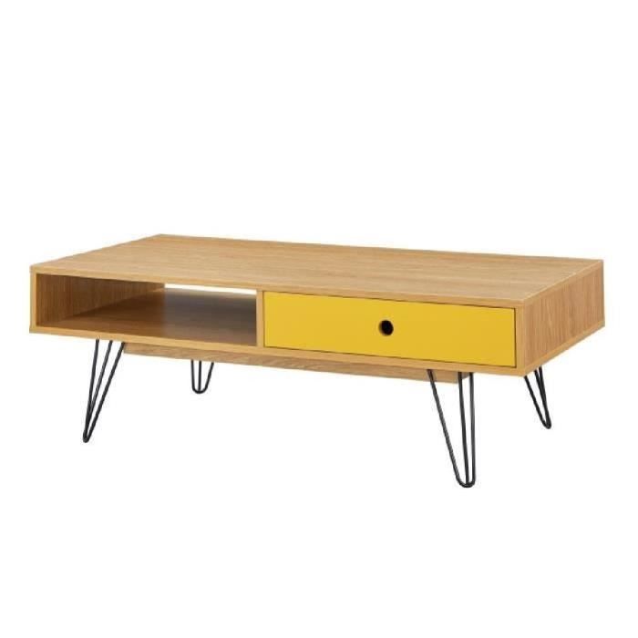 Colette Table Basse Vintage Decor Chene Et Imprime Pieds En