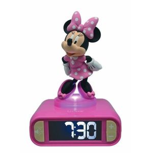 RÉVEIL ENFANT Réveil digital Minnie 3D avec veilleuse lumineuse et effets sonores - LEXIBOOK - Pile - Rose et noir