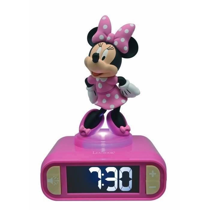 Réveil digital Minnie 3D avec veilleuse lumineuse et effets sonores - LEXIBOOK - Pile - Rose et noir