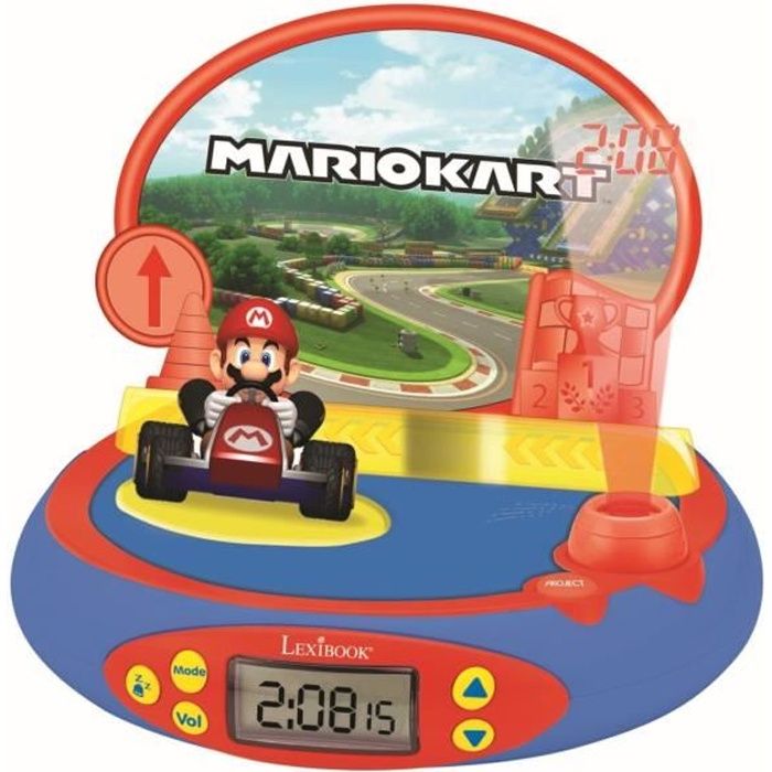 Lexibook - Super Mario - Réveil Projecteur - Veilleuse et Projection de lheure au Plafond - Effets sonores - Piles