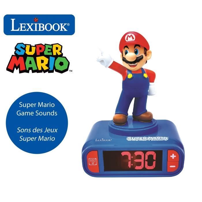 Réveil Veilleuse LEXIBOOK Super Mario – 3D Lumineux Et Sonore – Neuf
