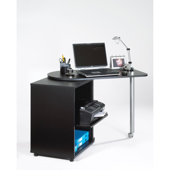bureau informatique pivotant 105 cm - noir