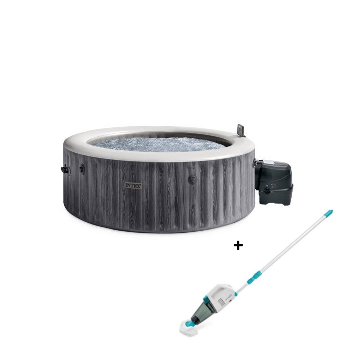 Spa gonflable INTEX - Baltik - 196 x 196 x 71 cm - 4 places - Carré - 28440NP + Nettoyeur piscine/spa INTEX ZR100 - Autonomie 50 mn