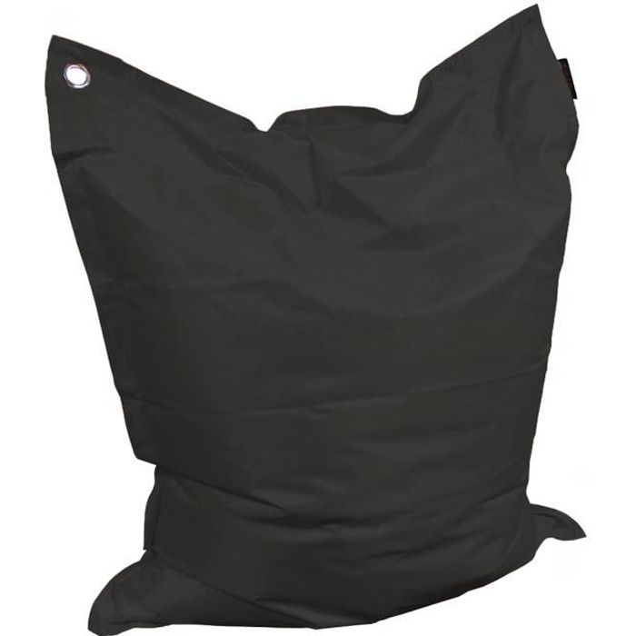 CORFOU Maxi Pouf géant imperméable & déhoussable 140x180 cm Noir