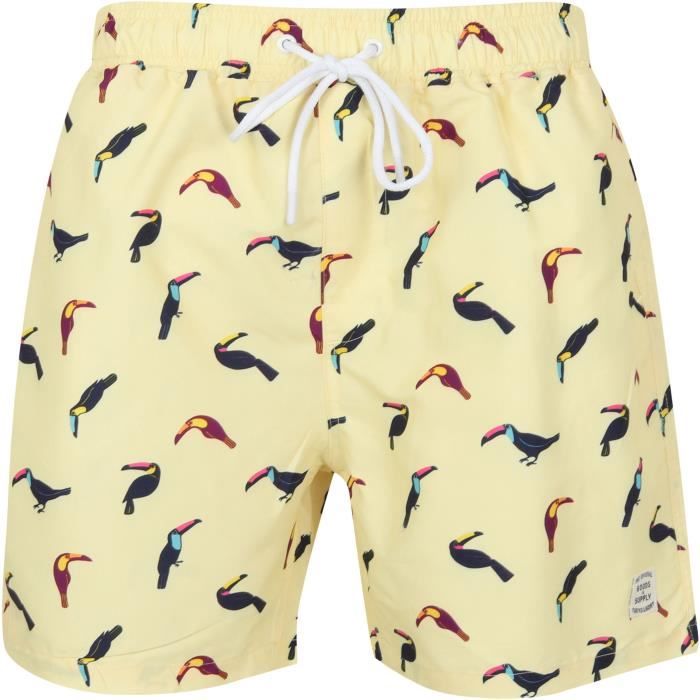 Tokyo Laundry Short De Bain Imprimé Toucans Jaune Anis Homme