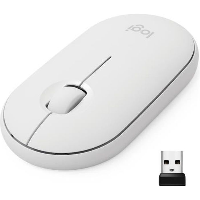 Souris sans fil - Logitech - M350 Pebble - Bluetooth silencieuse - Blanc