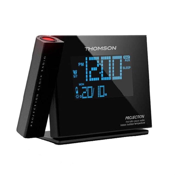 Radio Réveil Thomson Avec Projecteur D'Heure - Double Alarme, FM, Affichage Rouge