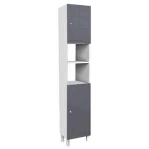 COLONNE - ARMOIRE SDB CORAIL Colonne de salle de bain L 30 cm - Gris brillant