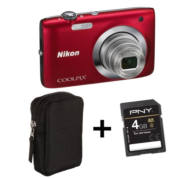NIKON COOLPIX S2600 ROUGE + Etui + Carte SD 4 Go