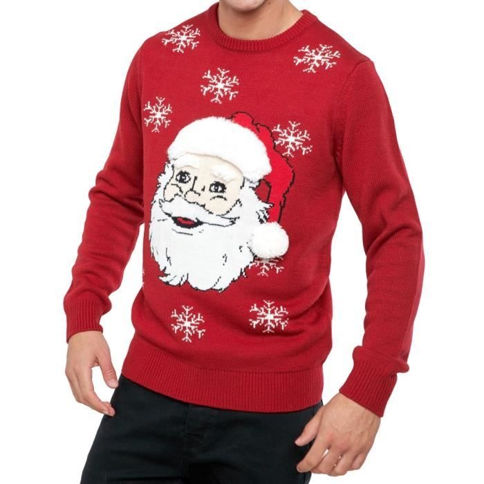Pull de Noel Tete Pere Noel Rouge Homme Cdiscount Pret a Porter