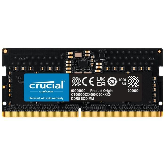 Mémoire RAM – CRUCIAL – DDR5-4800 SODIMM – 8 Go (CT8G48C40S5)