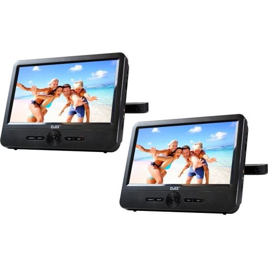 Lecteur DVD portable D-JIX PVS 706-50SM avec double écran 7" et supports appui-tête