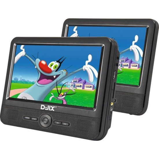 Lecteur DVD portable DJIX PVS906-50SM 9" - Double écran - Autonomie 2h - Noir