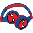 SPIDER-MAN - Casque 2 en 1 Bluetooth® - Filaire confortable et pliable pour enfants avec limitation de son - LEXIBOOK-0