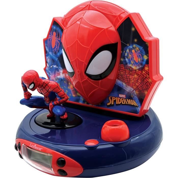 Lexibook - Spiderman - Réveil Projecteur - Veilleuse et Projection de lheure au Plafond - Effets sonores - Piles