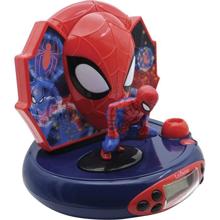 Lexibook- Veilleuse Spider-Man pour Enfant Spiderman Lumineux Effets  sonores Marvel Horloge Réveil Garçons Superhéros Snooze Couleur Bleue,  RL800SP +
