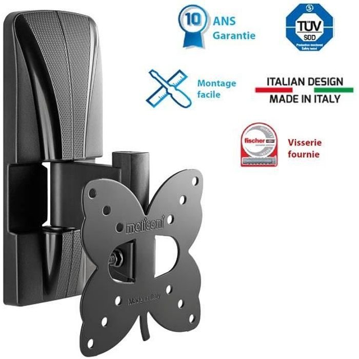 Meliconi T-100 Support Mural Inclinable Stile pour TV LED/LCD/Plasma 14 à 25 