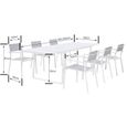 Ensemble repas 6 personnes - Table extensible aluminium avec plateau en verre 160/240 + 6 fauteuils assise textilène - Blanc-2