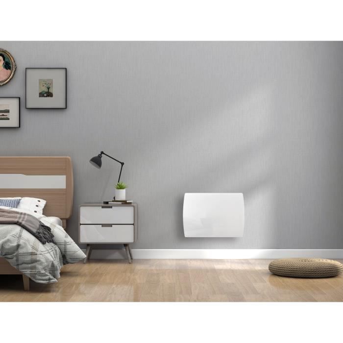 Radiateur électrique fixe à inertie sèche céramique OCEANIC Rubis Façade verre NF