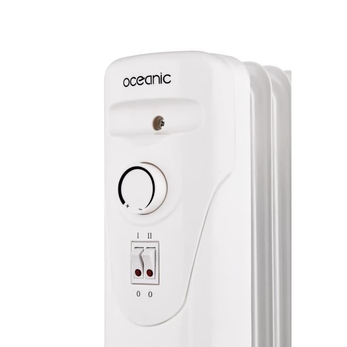 Radiateur électrique bain d'huile 1500W OCEANIC - 3 puissances - 7 éléments  - Blanc - Mobile - Cdiscount Bricolage