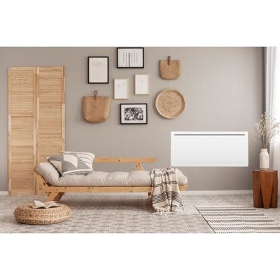 Radiateur électrique LEONA 1000W Verre Noir - Inertie Céramique, Programmable, écologique