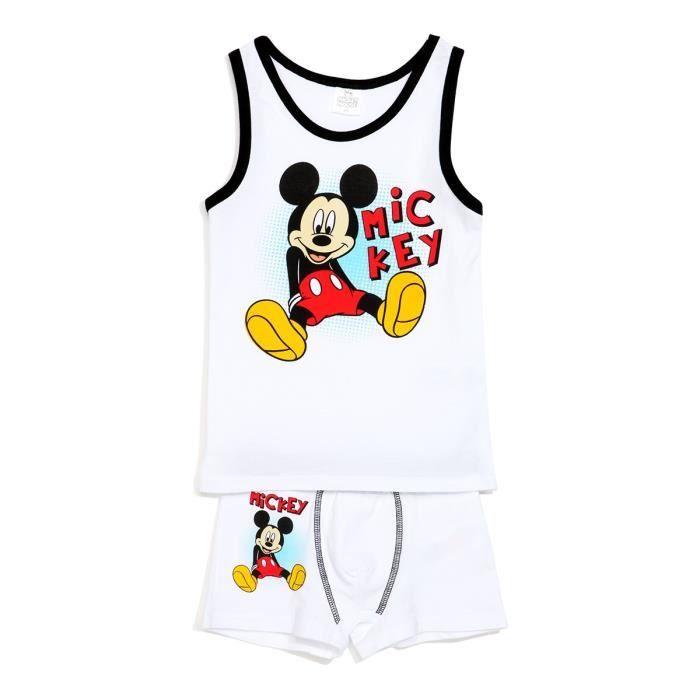 Mickey Ensemble Sous Vetement Blanc Enfant Garcon Serigraphie Blanc Cdiscount Pret A Porter
