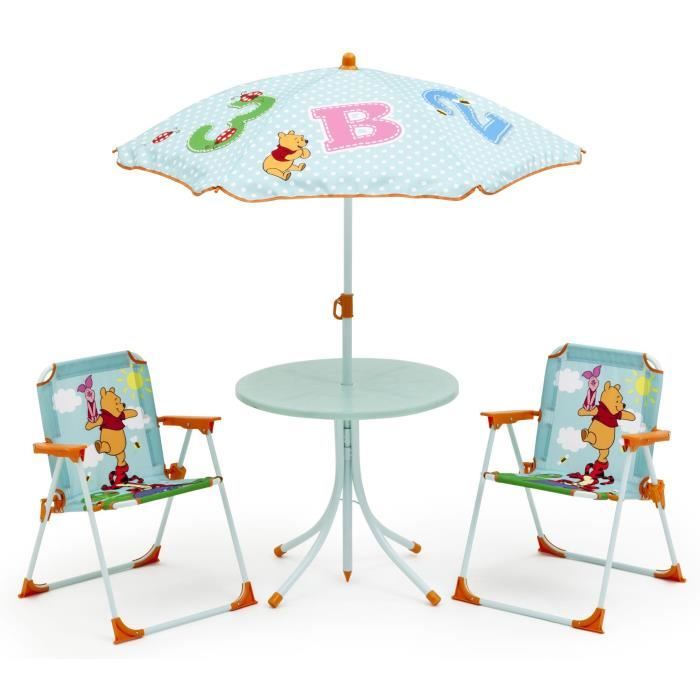 WINNIE L'OURSON Ensemble de jardin / Camping enfant (table, 2 chaises et parasol) Cdiscount Jardin