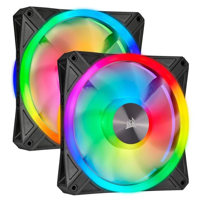 CORSAIR Lot de deux ventilateurs iCUE QL140 RGB - Diamètre 140mm - Avec lighting Node Core (CO-90501