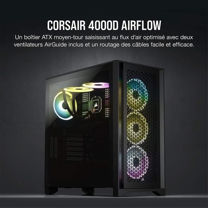 Boîtier Gaming Corsair 4000D AirFlow ATX Noir Vitré