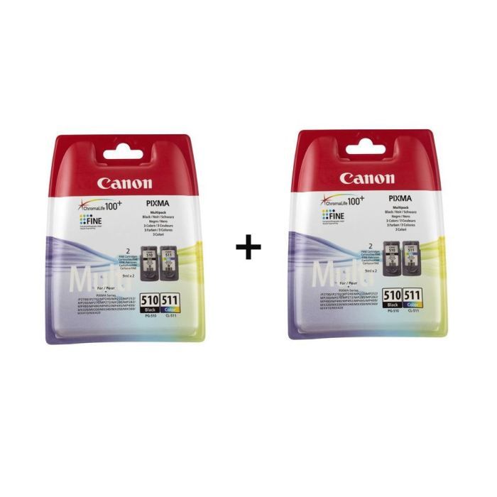 Canon cartouches PG-510 B/C/M/Y Pack couleurs x2