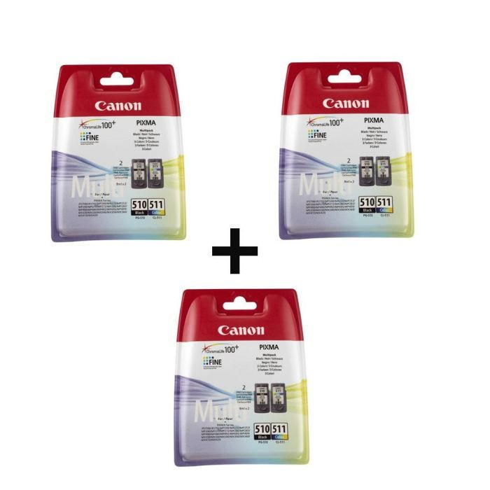 Canon cartouches PG-510 B/C/M/Y Pack couleurs x3