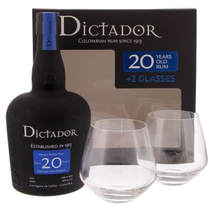 RHUM Dictador - 20 ans - Rhum - 2 verres - 70 cl