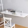 Table pliable de cuisine en bois - Construction robuste - Peinture de surface de piano - Blanc-0