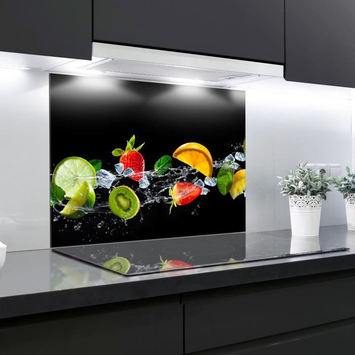 Crédence Cuisine En Verre Trempé Noir 110x60 Cm - VidaXL, Design Moderne Et Facile à Nettoyer