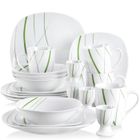 Veweet AVIVA 20pcs Service de Table 4pcs: 9.75" Assiette Plate, 7.5" Assiette à Dessert, 6.7" Bol, 360ML Mug, Coquetier Porcelaine
